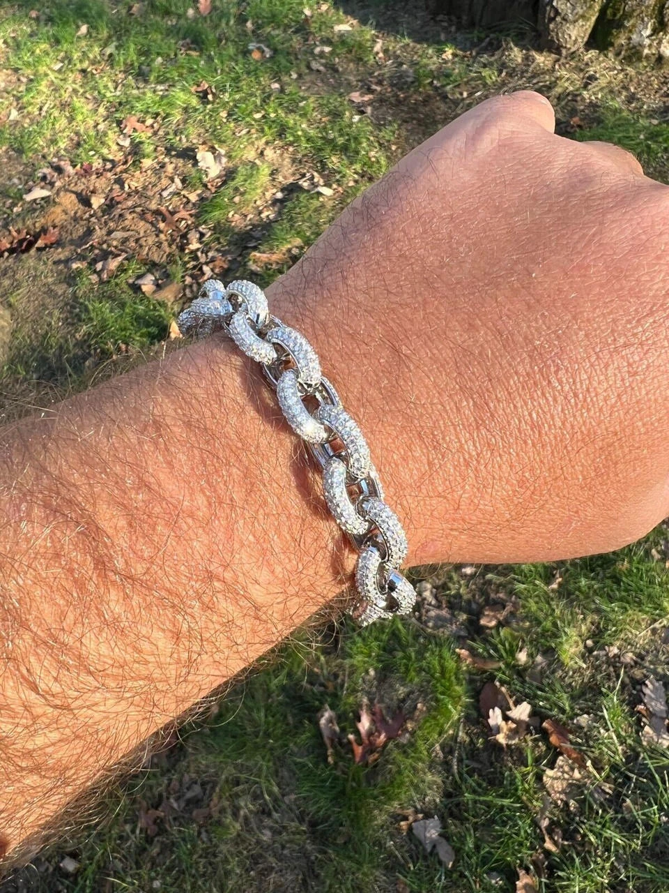 22ct VVS Moissanite Thick Rolo Link Iced Hip Hop Bracelet - Pass Diamond Tester 14 22ct VVS Moissanite Thick Rolo Link Iced Hip Hop Bracelet - Pass Diamond Tester - Image 12