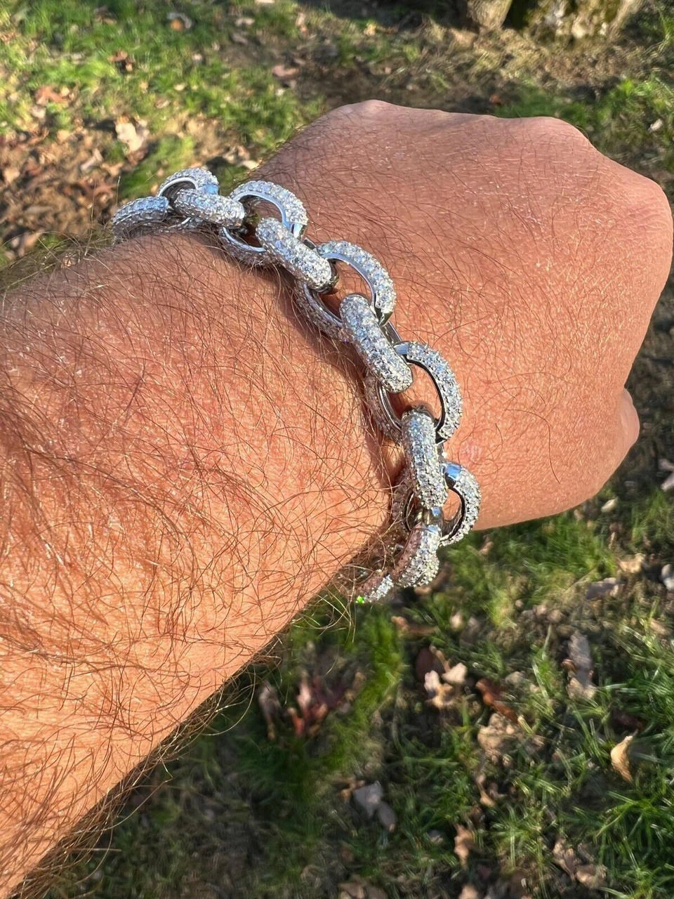 22ct VVS Moissanite Thick Rolo Link Iced Hip Hop Bracelet - Pass Diamond Tester 15 22ct VVS Moissanite Thick Rolo Link Iced Hip Hop Bracelet - Pass Diamond Tester - Image 13