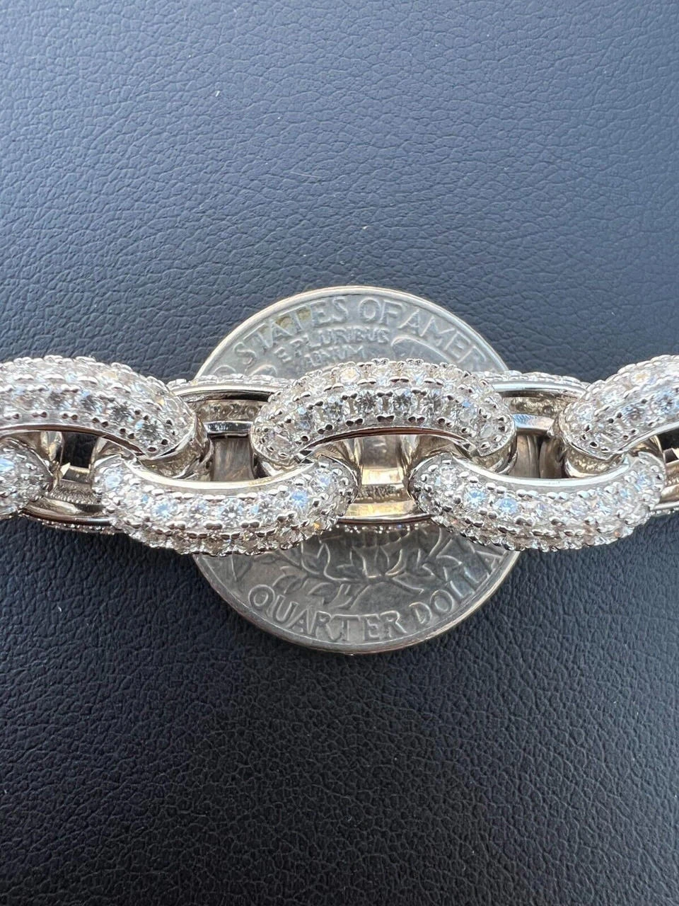 22ct VVS Moissanite Thick Rolo Link Iced Hip Hop Bracelet - Pass Diamond Tester 9 22ct VVS Moissanite Thick Rolo Link Iced Hip Hop Bracelet - Pass Diamond Tester - Image 7