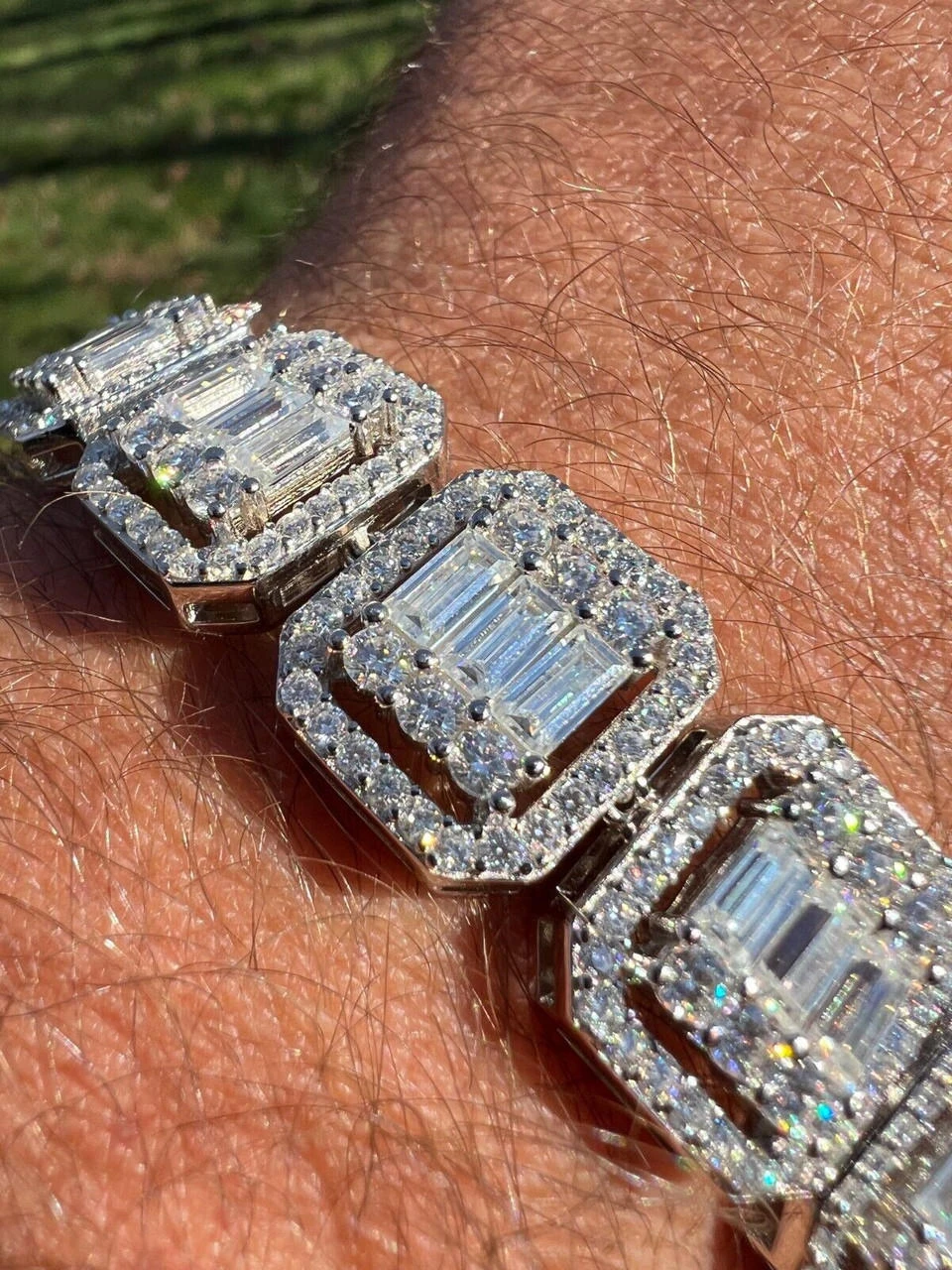 25ct Baguette MOISSANITE Real 925 Silver 15mm Square Bracelet Pass Diamond Test 12 25ct Baguette MOISSANITE Real 925 Silver 15mm Square Bracelet Pass Diamond Test - Image 10