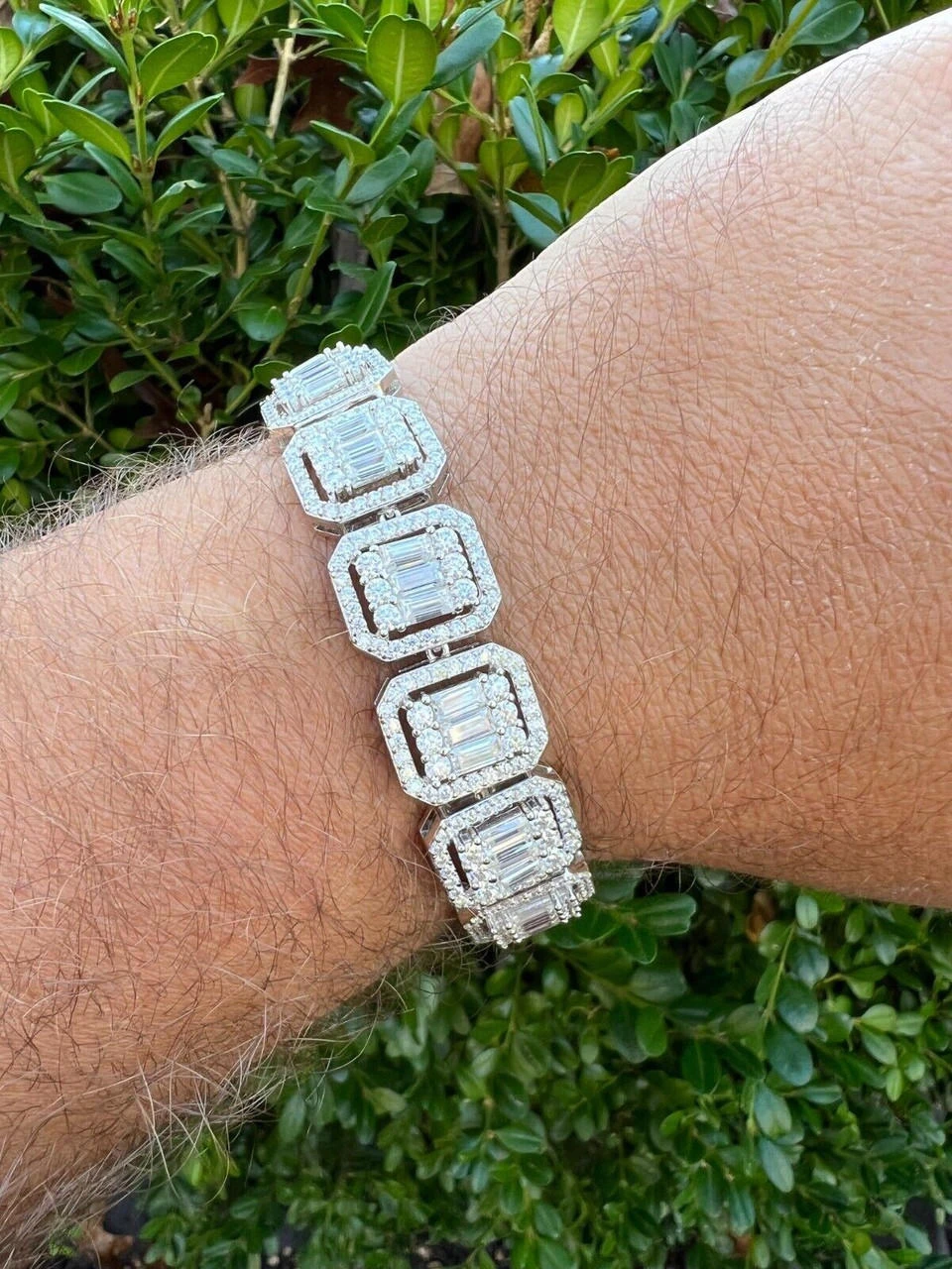 25ct Baguette MOISSANITE Real 925 Silver 15mm Square Bracelet Pass Diamond Test 10 25ct Baguette MOISSANITE Real 925 Silver 15mm Square Bracelet Pass Diamond Test - Image 8