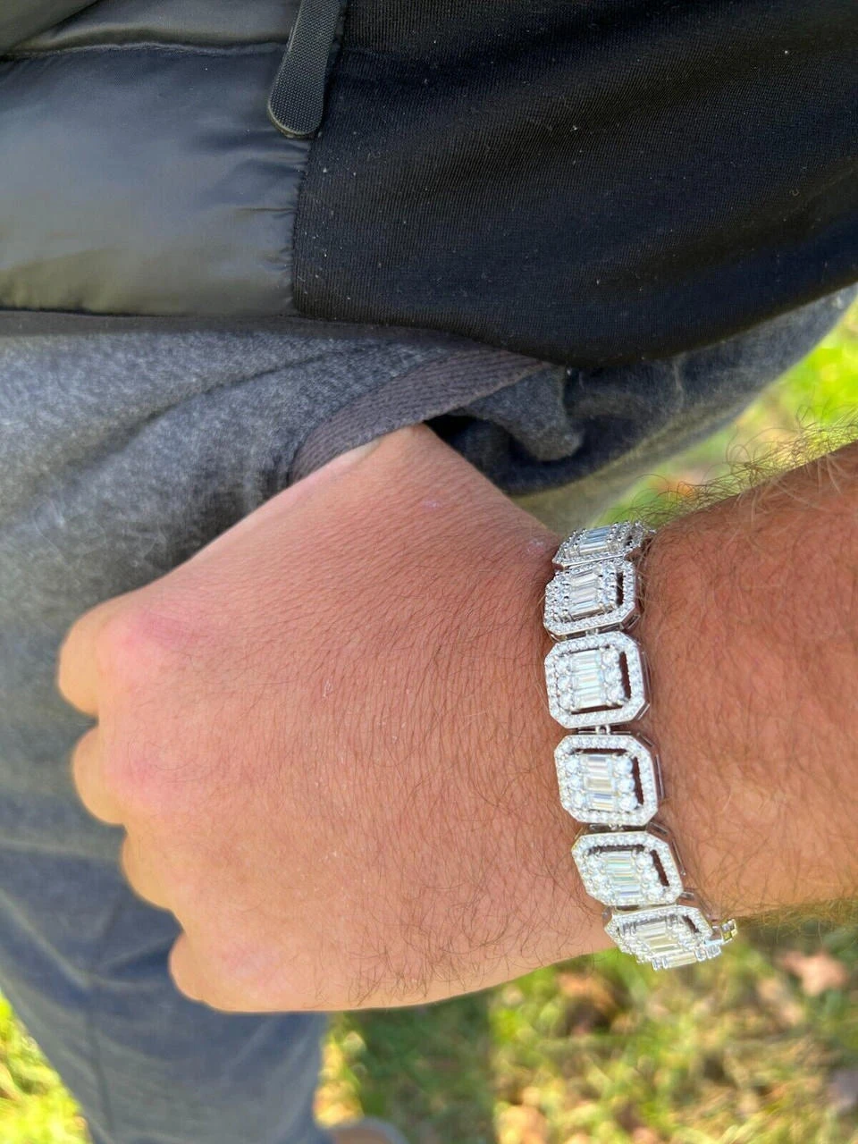 25ct Baguette MOISSANITE Real 925 Silver 15mm Square Bracelet Pass Diamond Test 11 25ct Baguette MOISSANITE Real 925 Silver 15mm Square Bracelet Pass Diamond Test - Image 9