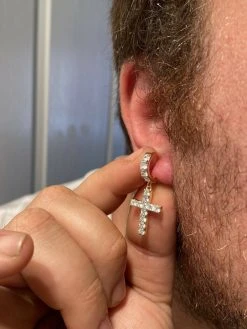 2ct MOISSANITE 14k Gold Vermeil 925 Dangle Cross Earrings Passes Diamond Tester 20 2ct MOISSANITE 14k Gold Vermeil 925 Dangle Cross Earrings Passes Diamond Tester -Harlem Bling Shop harlembling 2ct moissanite 14k gold vermeil 925 dangle cross earrings passes diamond tester 00732.1664387930