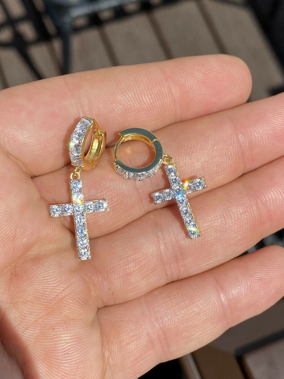 2ct MOISSANITE 14k Gold Vermeil 925 Dangle Cross Earrings Passes Diamond Tester 8 2ct MOISSANITE 14k Gold Vermeil 925 Dangle Cross Earrings Passes Diamond Tester - Image 6