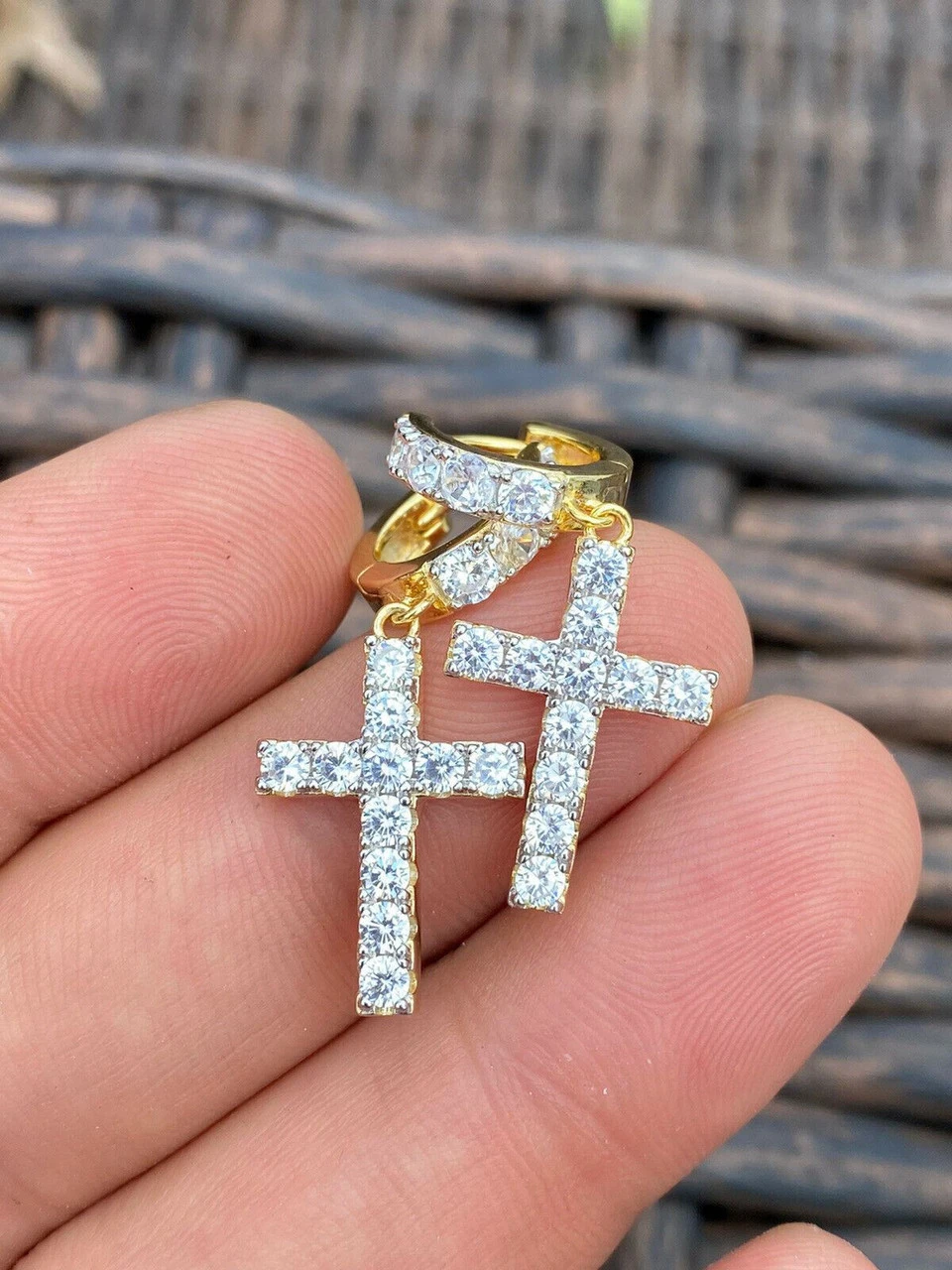 2ct MOISSANITE 14k Gold Vermeil 925 Dangle Cross Earrings Passes Diamond Tester 12 2ct MOISSANITE 14k Gold Vermeil 925 Dangle Cross Earrings Passes Diamond Tester - Image 10