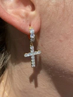 2ct MOISSANITE 14k Gold Vermeil 925 Dangle Cross Earrings Passes Diamond Tester 17 2ct MOISSANITE 14k Gold Vermeil 925 Dangle Cross Earrings Passes Diamond Tester -Harlem Bling Shop harlembling 2ct moissanite 14k gold vermeil 925 dangle cross earrings passes diamond tester 73969.1664390098