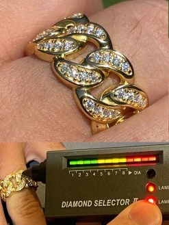 2ct MOISSANITE Miami Cuban Ring 14k Gold Vermeil Passes Diamond Tester Real Iced