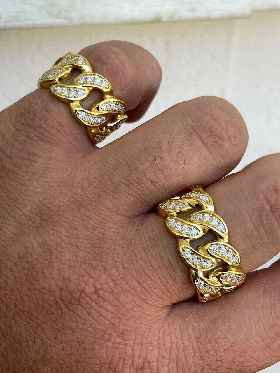 2ct MOISSANITE Miami Cuban Ring 14k Gold Vermeil Passes Diamond Tester Real Iced 5 2ct MOISSANITE Miami Cuban Ring 14k Gold Vermeil Passes Diamond Tester Real Iced - Image 3