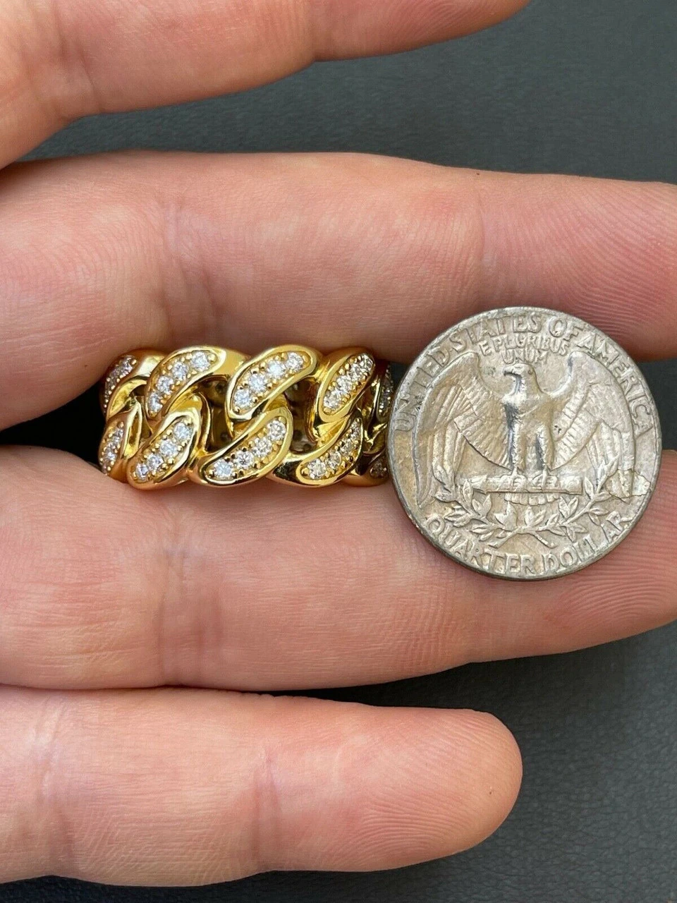 2ct MOISSANITE Miami Cuban Ring 14k Gold Vermeil Passes Diamond Tester Real Iced 12 2ct MOISSANITE Miami Cuban Ring 14k Gold Vermeil Passes Diamond Tester Real Iced - Image 10