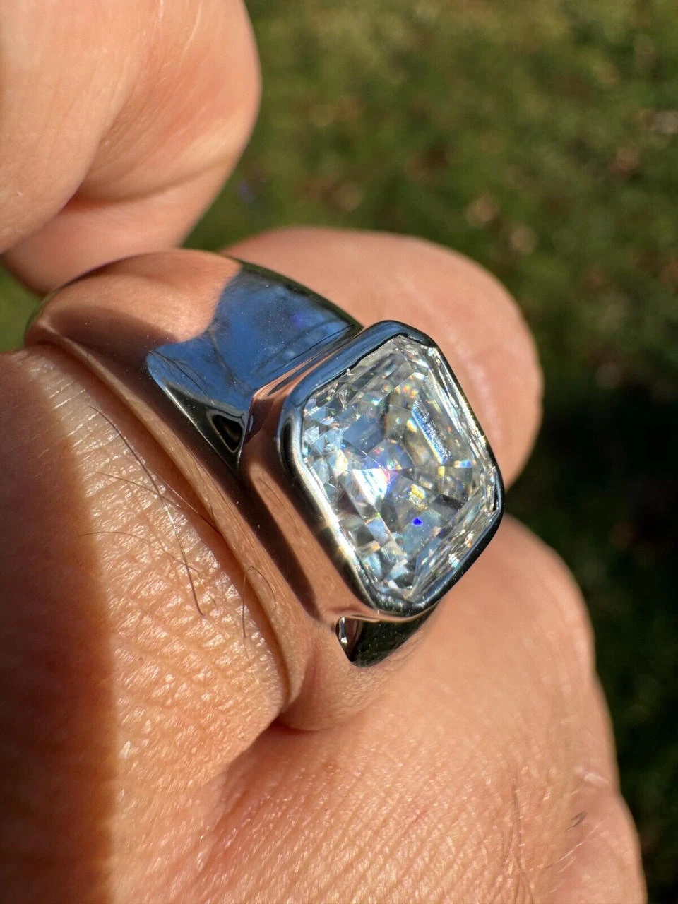 3ct MOISSANITE Asscher Cut Big Solitaire Men's Real Solid 925 Silver Ring Pinky 18 3ct MOISSANITE Asscher Cut Big Solitaire Men's Real Solid 925 Silver Ring Pinky - Image 16