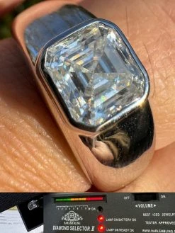 3ct MOISSANITE Asscher Cut Big Solitaire Men's Real Solid 925 Silver Ring Pinky