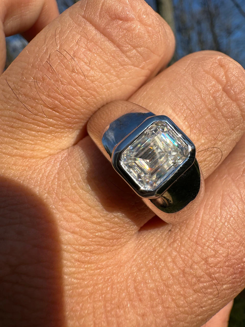 3ct MOISSANITE Emerald Cut Big Solitaire Men's Real Solid 925 Silver Ring Pinky 18 3ct MOISSANITE Emerald Cut Big Solitaire Men's Real Solid 925 Silver Ring Pinky - Image 16