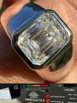 3ct MOISSANITE Emerald Cut Big Solitaire Men's Real Solid 925 Silver Ring Pinky