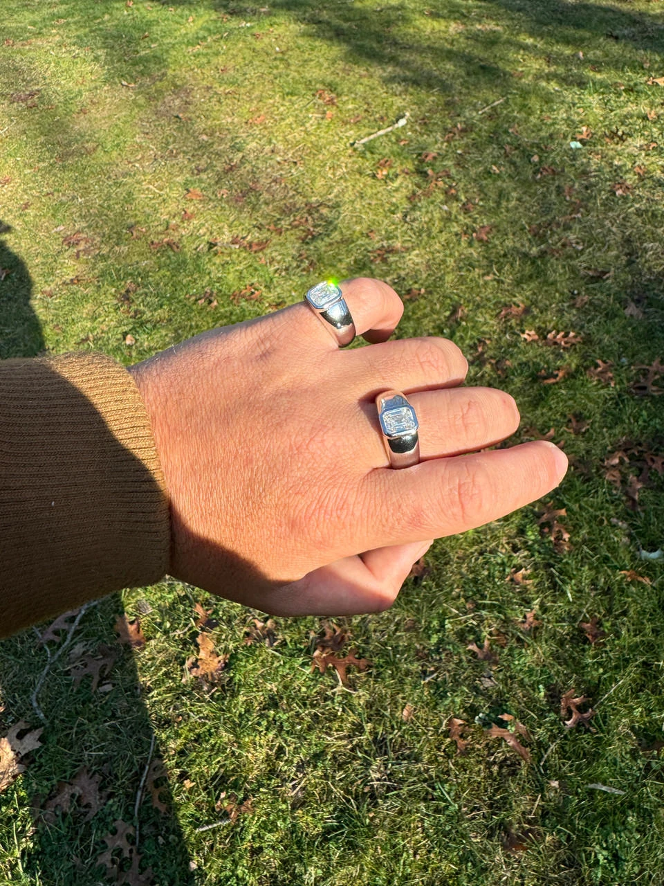 3ct MOISSANITE Emerald Cut Big Solitaire Men's Real Solid 925 Silver Ring Pinky 6 3ct MOISSANITE Emerald Cut Big Solitaire Men's Real Solid 925 Silver Ring Pinky - Image 4