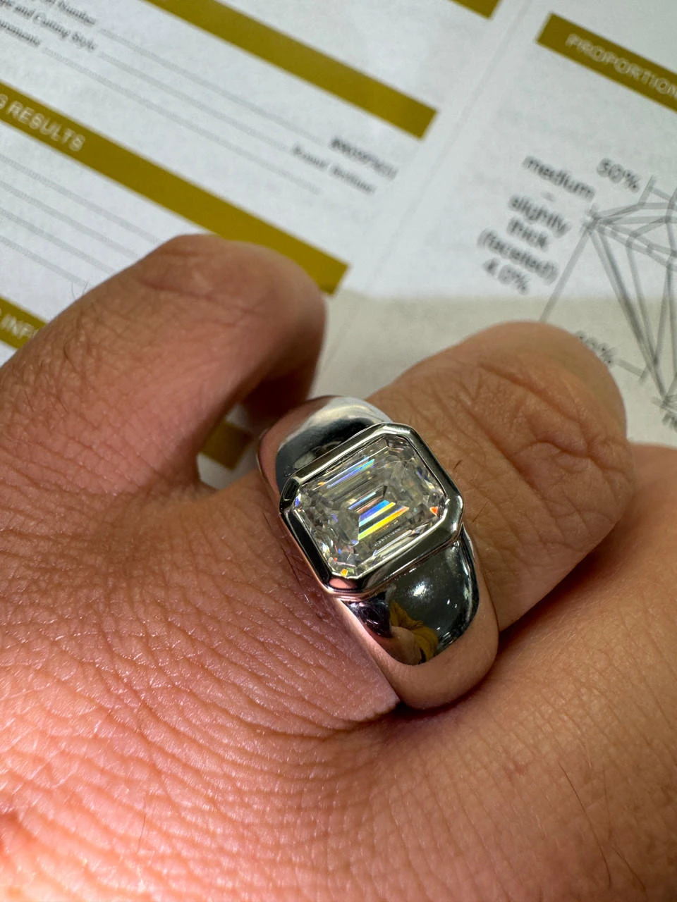 3ct MOISSANITE Emerald Cut Big Solitaire Men's Real Solid 925 Silver Ring Pinky 15 3ct MOISSANITE Emerald Cut Big Solitaire Men's Real Solid 925 Silver Ring Pinky - Image 13