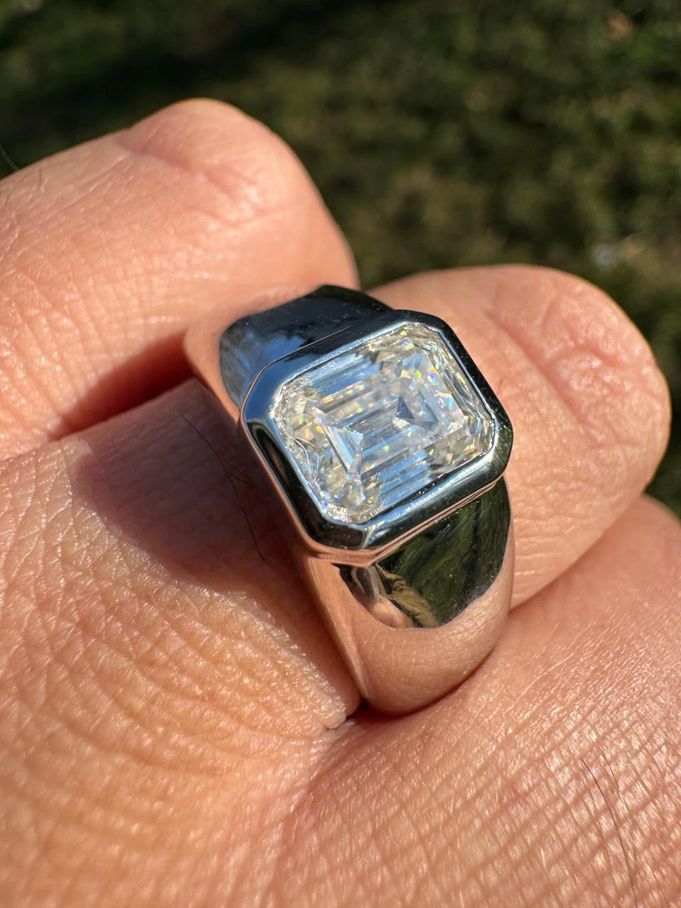 3ct MOISSANITE Emerald Cut Big Solitaire Men's Real Solid 925 Silver Ring Pinky 9 3ct MOISSANITE Emerald Cut Big Solitaire Men's Real Solid 925 Silver Ring Pinky - Image 7