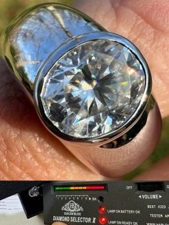 3ct MOISSANITE Oval Cut Big Solitaire Men's Real Solid 925 Silver Ring Pinky