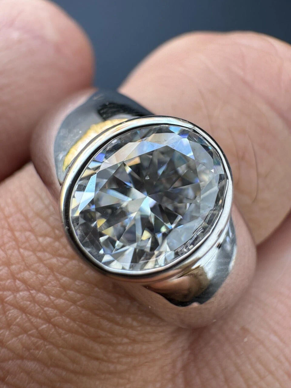 3ct MOISSANITE Oval Cut Big Solitaire Men's Real Solid 925 Silver Ring Pinky 7 3ct MOISSANITE Oval Cut Big Solitaire Men's Real Solid 925 Silver Ring Pinky - Image 5