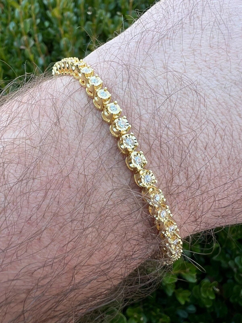 3mm MOISSANITE Illusion Set Tennis Bracelet 14k Gold Vermeil 925 Silver 6-8.5" 7 3mm MOISSANITE Illusion Set Tennis Bracelet 14k Gold Vermeil 925 Silver 6-8.5" - Image 5