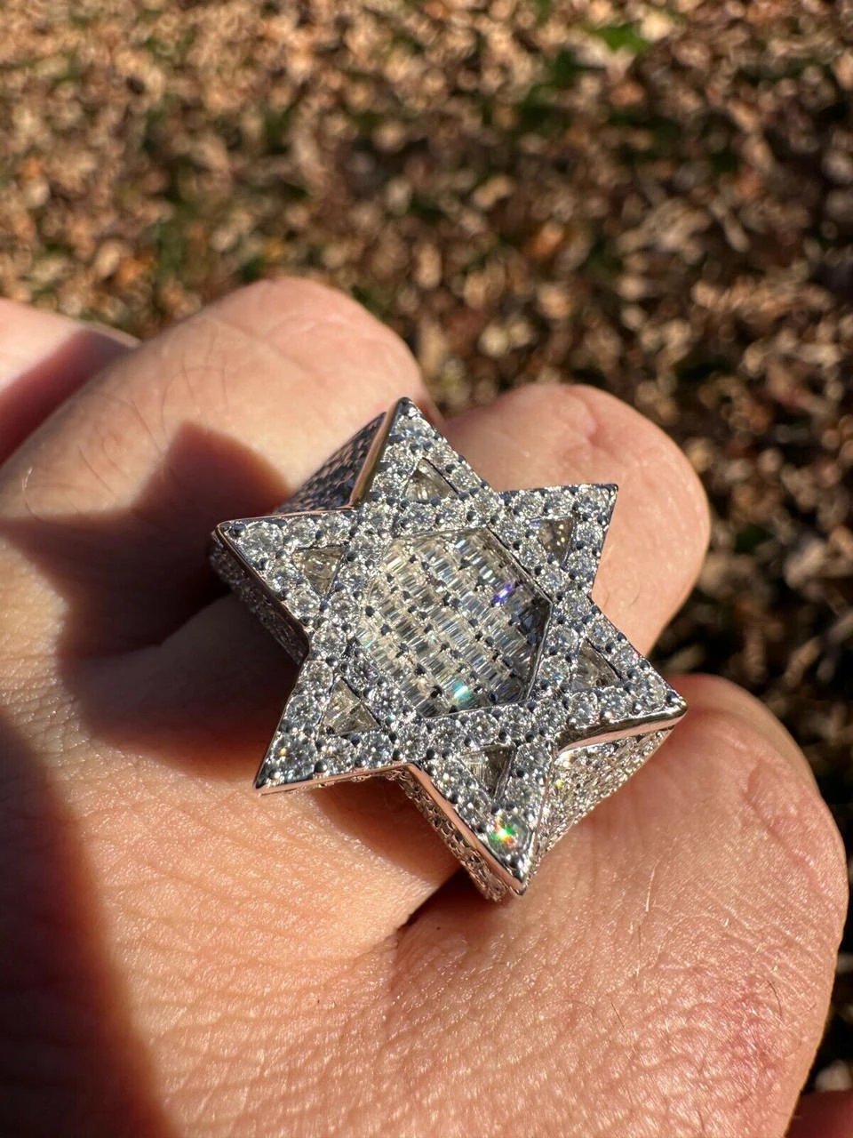 4.3ct MOISSANITE Iced Real Baguette Star Of David Ring For Men Solid 925 Silver 9 4.3ct MOISSANITE Iced Real Baguette Star Of David Ring For Men Solid 925 Silver - Image 7