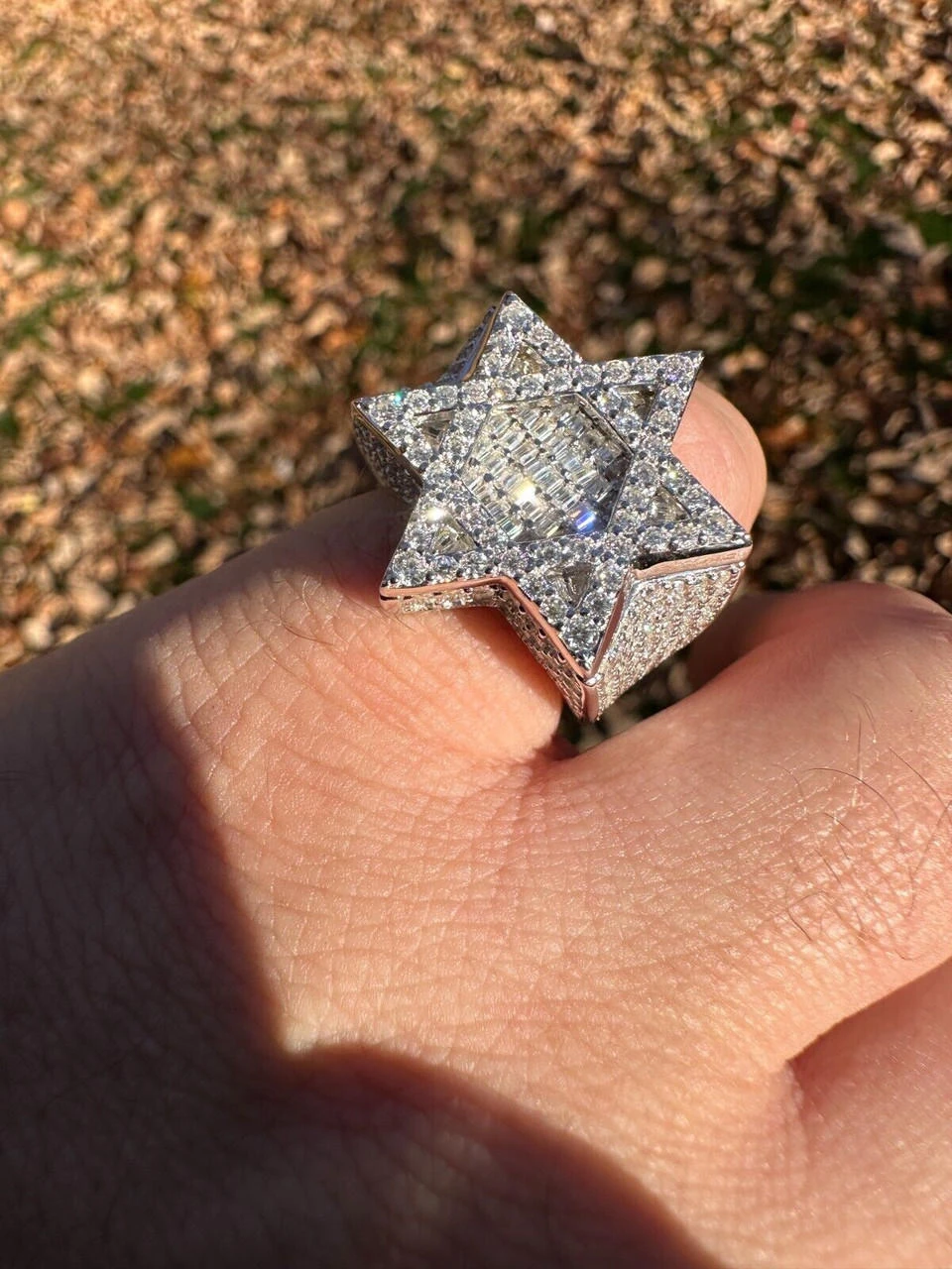 4.3ct MOISSANITE Iced Real Baguette Star Of David Ring For Men Solid 925 Silver 7 4.3ct MOISSANITE Iced Real Baguette Star Of David Ring For Men Solid 925 Silver - Image 5