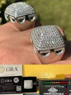 4.5ct MOISSANITE Real Solid 925 Silver HUGE Hip Hop Ring Iced Pass Diamond Test