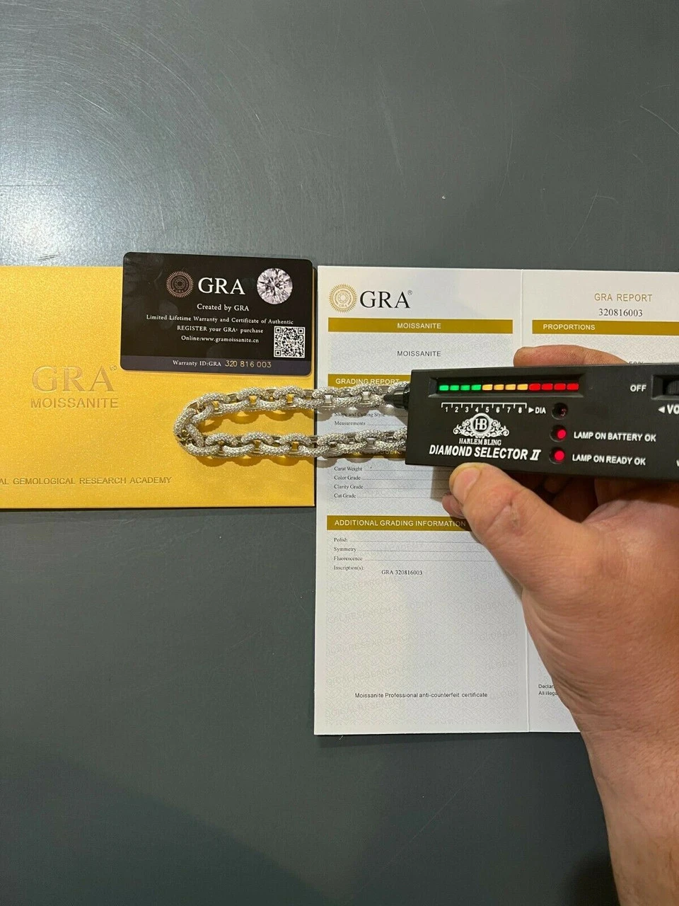 40-67ct VVS MOISSANITE Iced Silver Rolo Link Chain 12mm Thick Pass Diamond Test 11 40-67ct VVS MOISSANITE Iced Silver Rolo Link Chain 12mm Thick Pass Diamond Test - Image 9