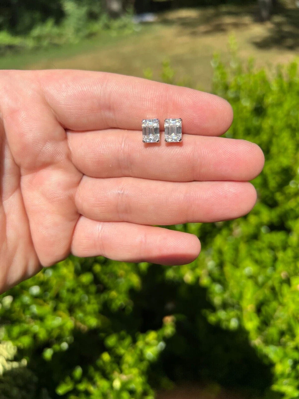 4ct Emerald Cut Real Moissanite Screw Back Solitaire Stud Earrings 925 Silver 12 4ct Emerald Cut Real Moissanite Screw Back Solitaire Stud Earrings 925 Silver - Image 10