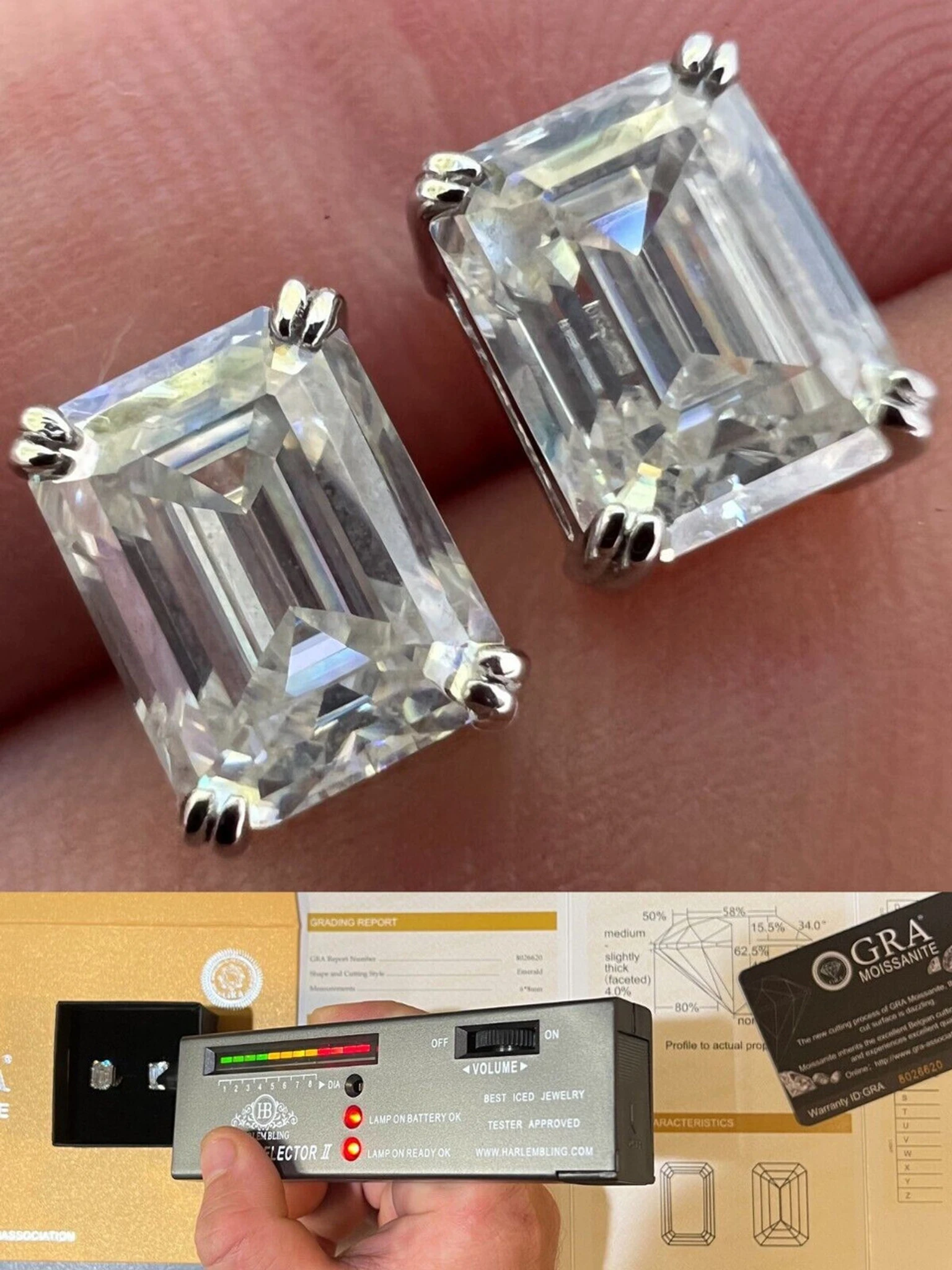 4ct Emerald Cut Real Moissanite Screw Back Solitaire Stud Earrings 925 Silver 3 4ct Emerald Cut Real Moissanite Screw Back Solitaire Stud Earrings 925 Silver