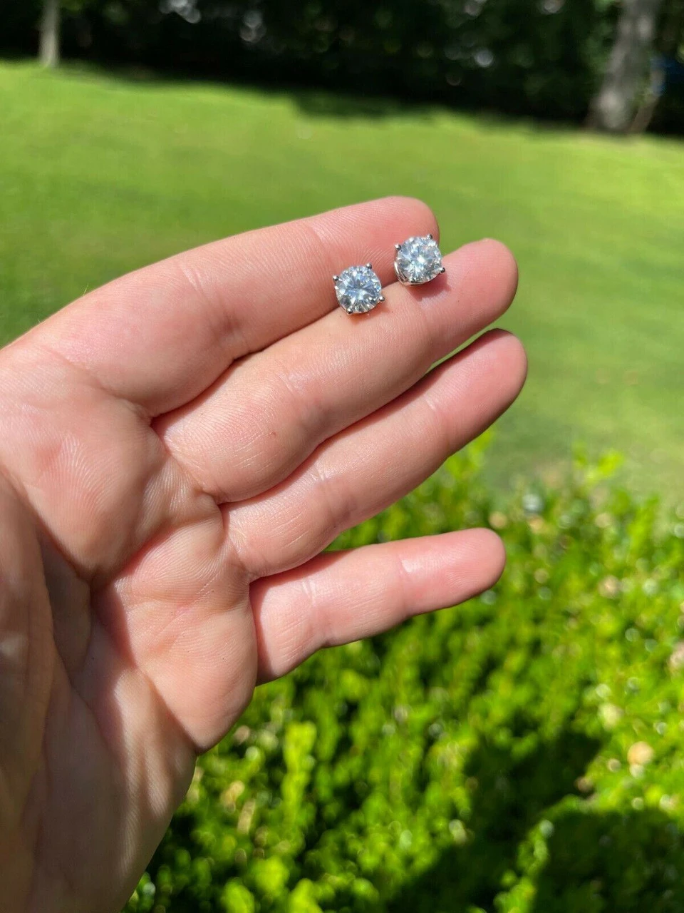 4ct TW Moissanite Screw Back Solitaire Stud Earrings - GRA Certified D VVS1 8mm 8 4ct TW Moissanite Screw Back Solitaire Stud Earrings - GRA Certified D VVS1 8mm - Image 6