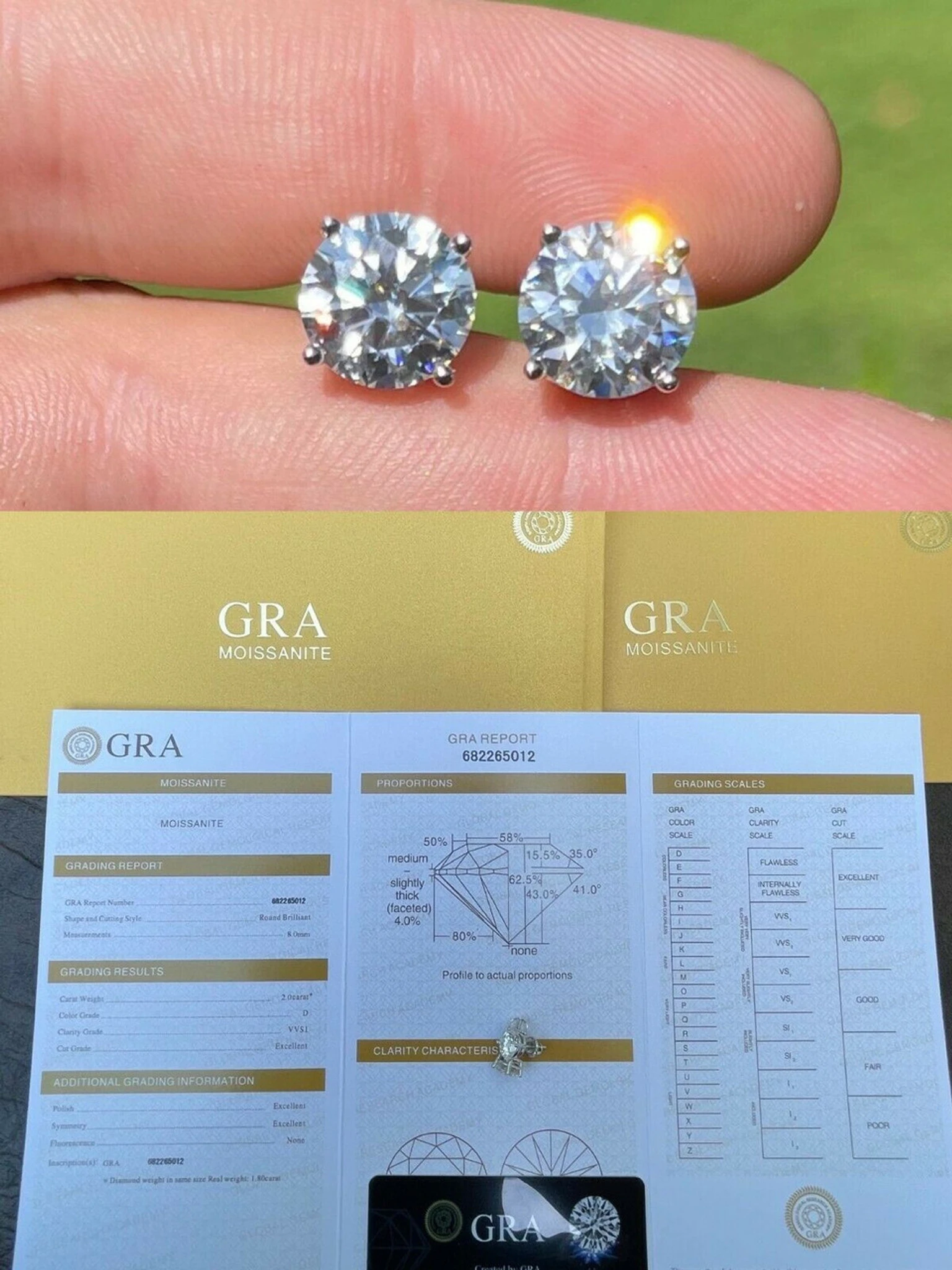 4ct TW Moissanite Screw Back Solitaire Stud Earrings - GRA Certified D VVS1 8mm 3 4ct TW Moissanite Screw Back Solitaire Stud Earrings - GRA Certified D VVS1 8mm