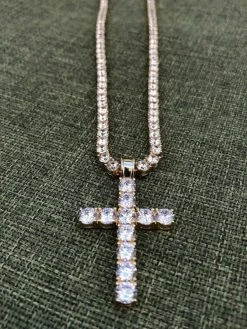 4mm Single Row Tennis Chain W. Cross 14k Gold & 925 Sterling Silver 80ct Diamond -Harlem Bling Shop harlembling 4mm single row tennis chain w cross 14k gold and 925 sterling silver 80ct diamond 78736.1664398320