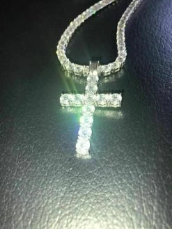 4mm Single Row Tennis Chain W. Cross Solid 925 Sterling Silver 80ct Man Made Diamond 29 4mm Single Row Tennis Chain W. Cross Solid 925 Sterling Silver 80ct Man Made Diamond -Harlem Bling Shop harlembling 4mm single row tennis chain w cross solid 925 sterling silver 80ct man made diamond 21359.1664396292