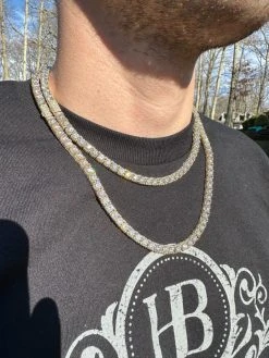 5mm MOISSANITE Tennis Chain Necklace 14k Gold Over 925 - Stones On All Sides 23 5mm MOISSANITE Tennis Chain Necklace 14k Gold Over 925 - Stones On All Sides -Harlem Bling Shop harlembling 5mm moissanite tennis chain necklace 14k gold over 925 stones on all sides 47041.1677090613