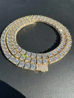 5mm MOISSANITE Tennis Chain Necklace 14k Gold Over 925 - Stones On All Sides 33 5mm MOISSANITE Tennis Chain Necklace 14k Gold Over 925 - Stones On All Sides -Harlem Bling Shop harlembling 5mm moissanite tennis chain necklace 14k gold over 925 stones on all sides 48273.1677090640