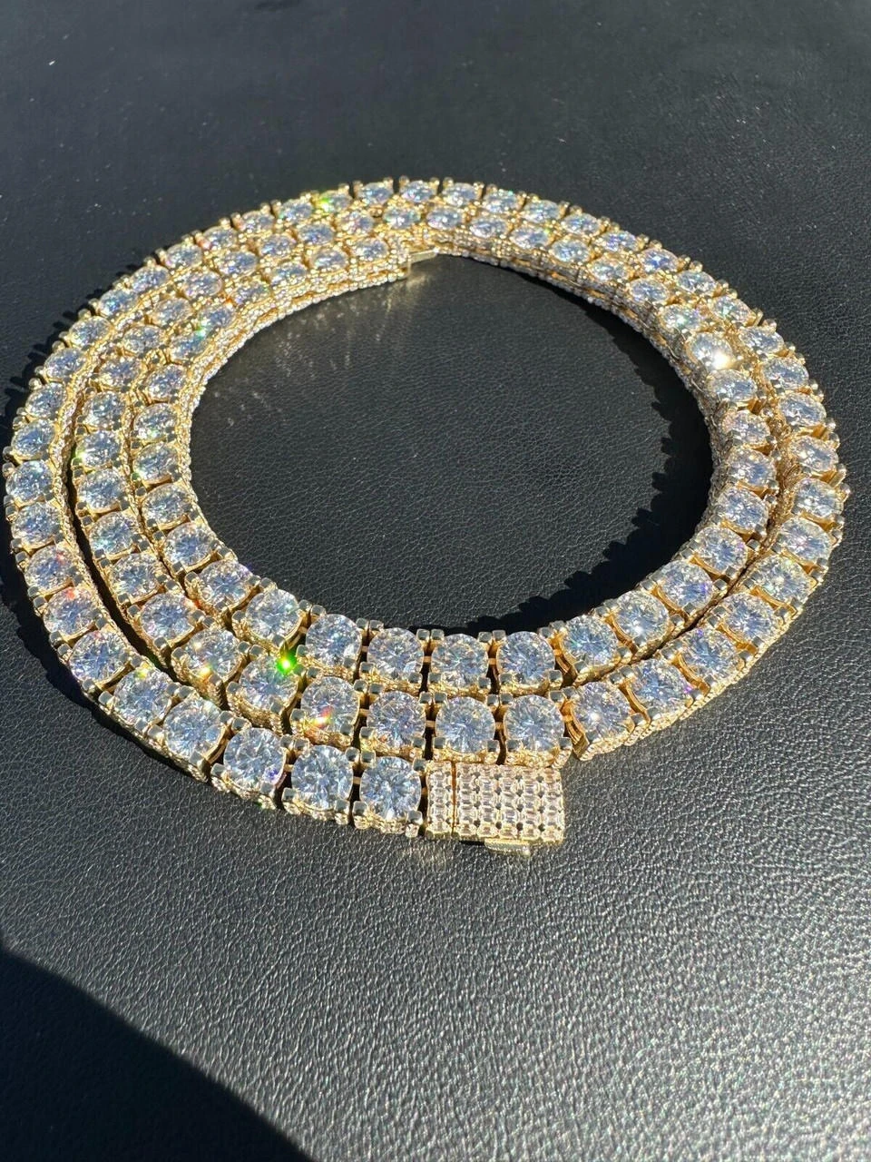 5mm MOISSANITE Tennis Chain Necklace 14k Gold Over 925 - Stones On All Sides 15 5mm MOISSANITE Tennis Chain Necklace 14k Gold Over 925 - Stones On All Sides - Image 13