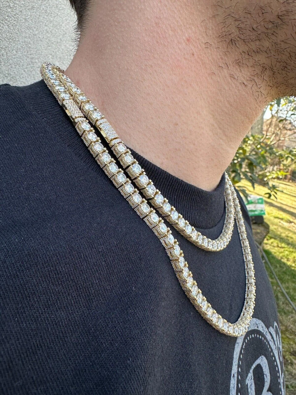 5mm MOISSANITE Tennis Chain Necklace 14k Gold Over 925 - Stones On All Sides 18 5mm MOISSANITE Tennis Chain Necklace 14k Gold Over 925 - Stones On All Sides - Image 16