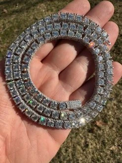 5mm MOISSANITE Tennis Chain Necklace Reinvented 925 Silver Stones On All Sides 33 5mm MOISSANITE Tennis Chain Necklace Reinvented 925 Silver Stones On All Sides -Harlem Bling Shop harlembling 5mm moissanite tennis chain necklace reinvented 925 silver stones on all sides 36811.1677090476