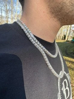 5mm MOISSANITE Tennis Chain Necklace Reinvented 925 Silver Stones On All Sides 41 5mm MOISSANITE Tennis Chain Necklace Reinvented 925 Silver Stones On All Sides -Harlem Bling Shop harlembling 5mm moissanite tennis chain necklace reinvented 925 silver stones on all sides 39273.1677090581