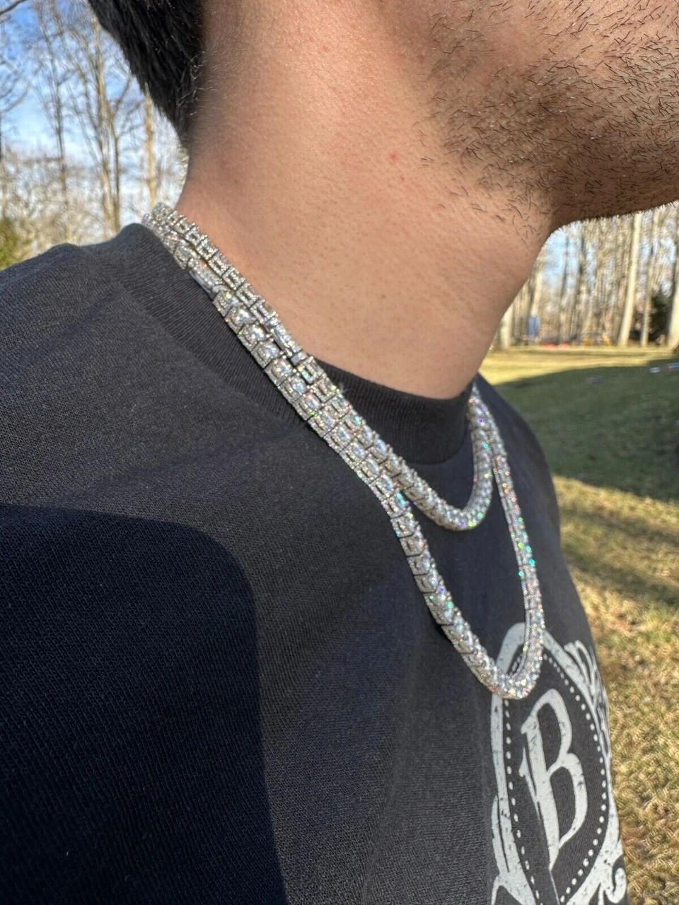 5mm MOISSANITE Tennis Chain Necklace Reinvented 925 Silver Stones On All Sides 6 5mm MOISSANITE Tennis Chain Necklace Reinvented 925 Silver Stones On All Sides - Image 4