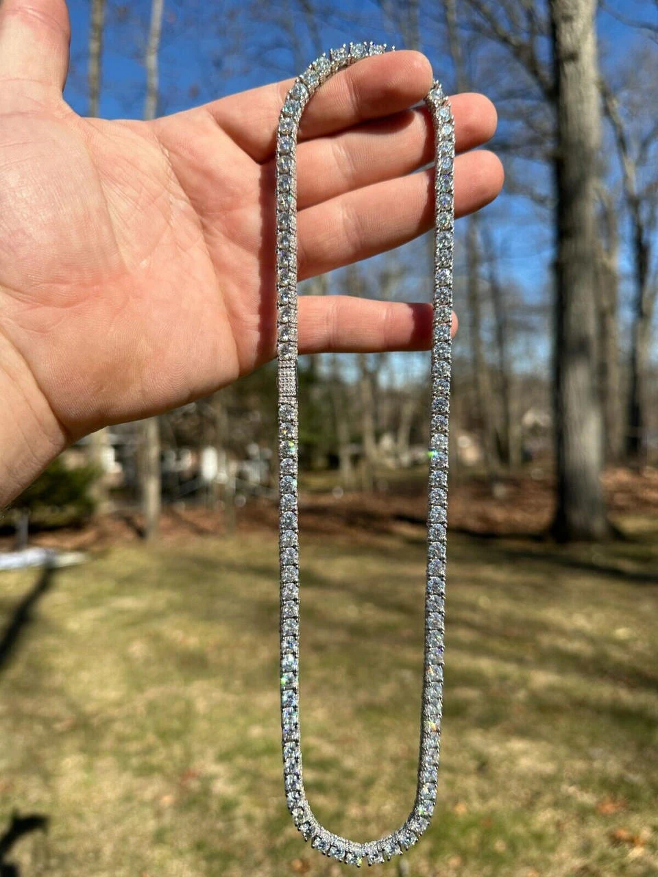 5mm MOISSANITE Tennis Chain Necklace Reinvented 925 Silver Stones On All Sides 15 5mm MOISSANITE Tennis Chain Necklace Reinvented 925 Silver Stones On All Sides - Image 13