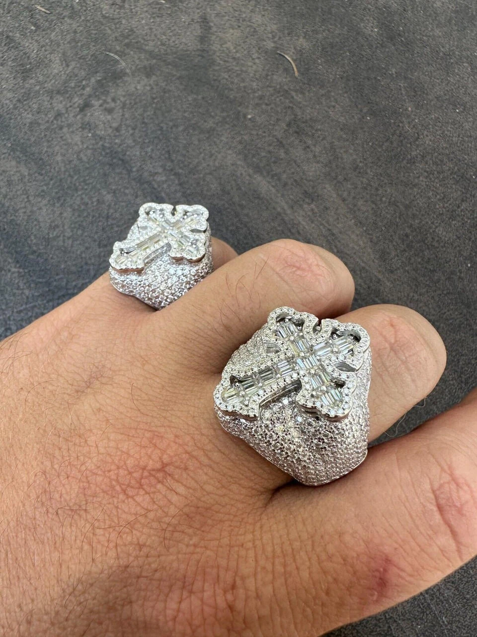 6.5ct MOISSANITE Iced Real Baguette Cross Shaped Ring For Men Solid 925 Silver 22 6.5ct MOISSANITE Iced Real Baguette Cross Shaped Ring For Men Solid 925 Silver - Image 20