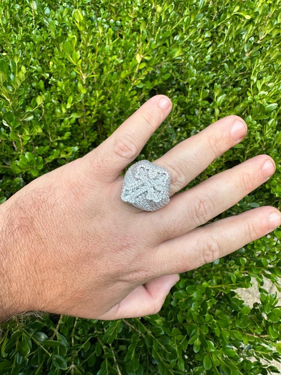 6.5ct MOISSANITE Iced Real Baguette Cross Shaped Ring For Men Solid 925 Silver 15 6.5ct MOISSANITE Iced Real Baguette Cross Shaped Ring For Men Solid 925 Silver - Image 13