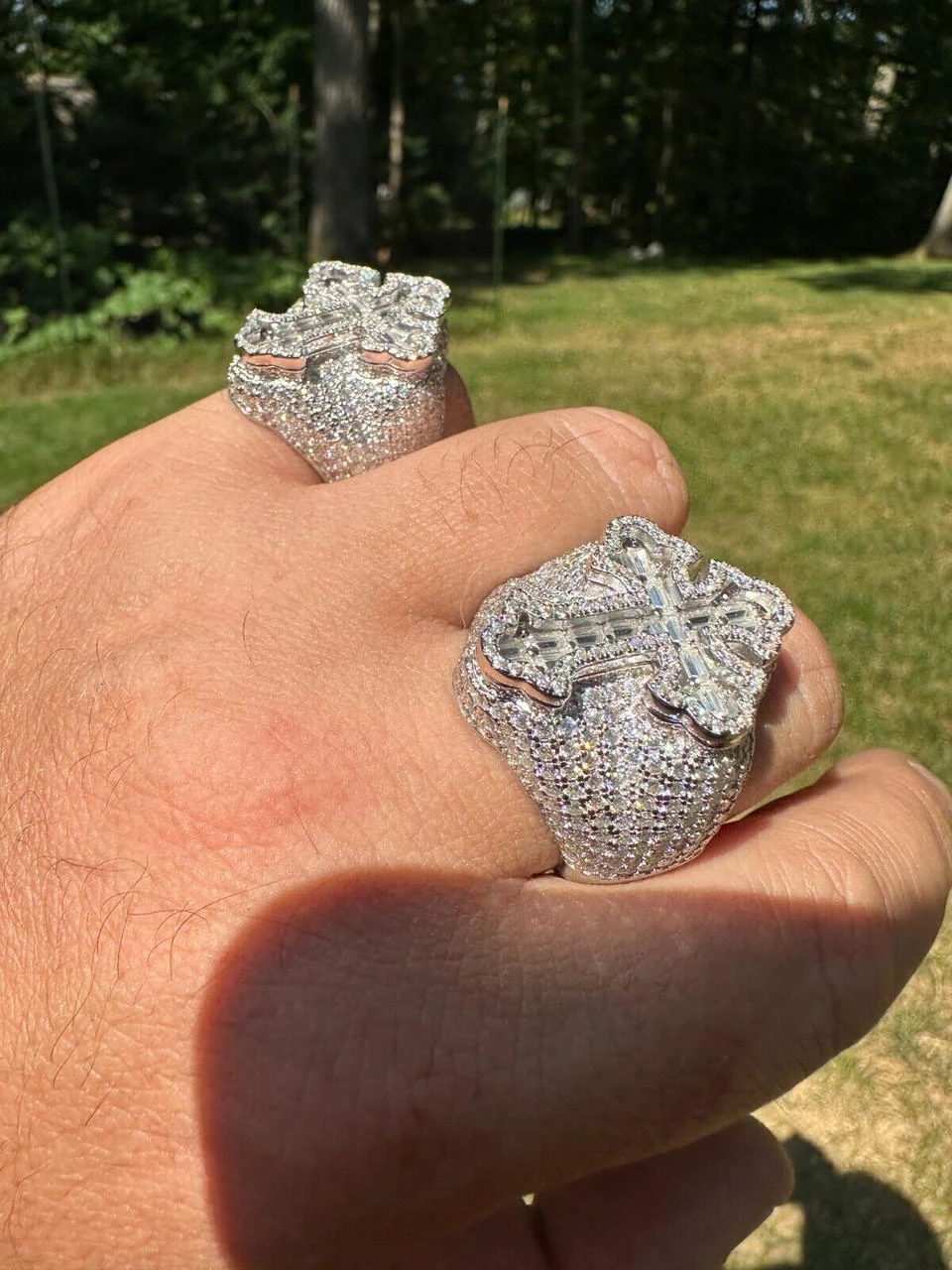 6.5ct MOISSANITE Iced Real Baguette Cross Shaped Ring For Men Solid 925 Silver 20 6.5ct MOISSANITE Iced Real Baguette Cross Shaped Ring For Men Solid 925 Silver - Image 18