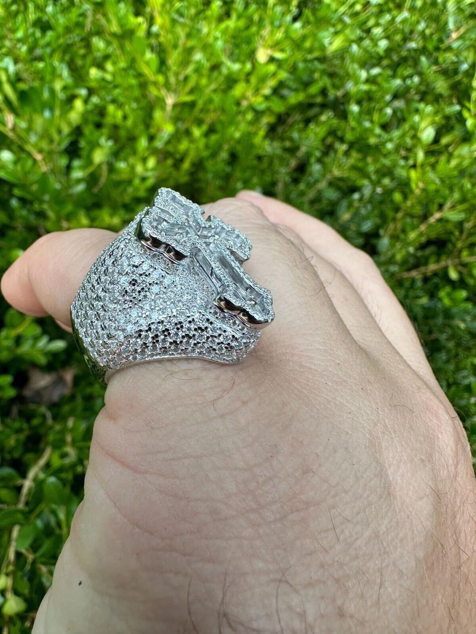 6.5ct MOISSANITE Iced Real Baguette Cross Shaped Ring For Men Solid 925 Silver 9 6.5ct MOISSANITE Iced Real Baguette Cross Shaped Ring For Men Solid 925 Silver - Image 7