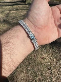 60ct Emerald Cut MOISSANITE 8mm Tennis Bracelet 925 Silver Pass Diamond Tester -Harlem Bling Shop harlembling 60ct emerald cut moissanite 8mm tennis bracelet 925 silver pass diamond tester 12574.1676052944