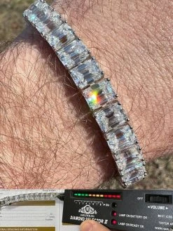 60ct Emerald Cut MOISSANITE 8mm Tennis Bracelet 925 Silver Pass Diamond Tester