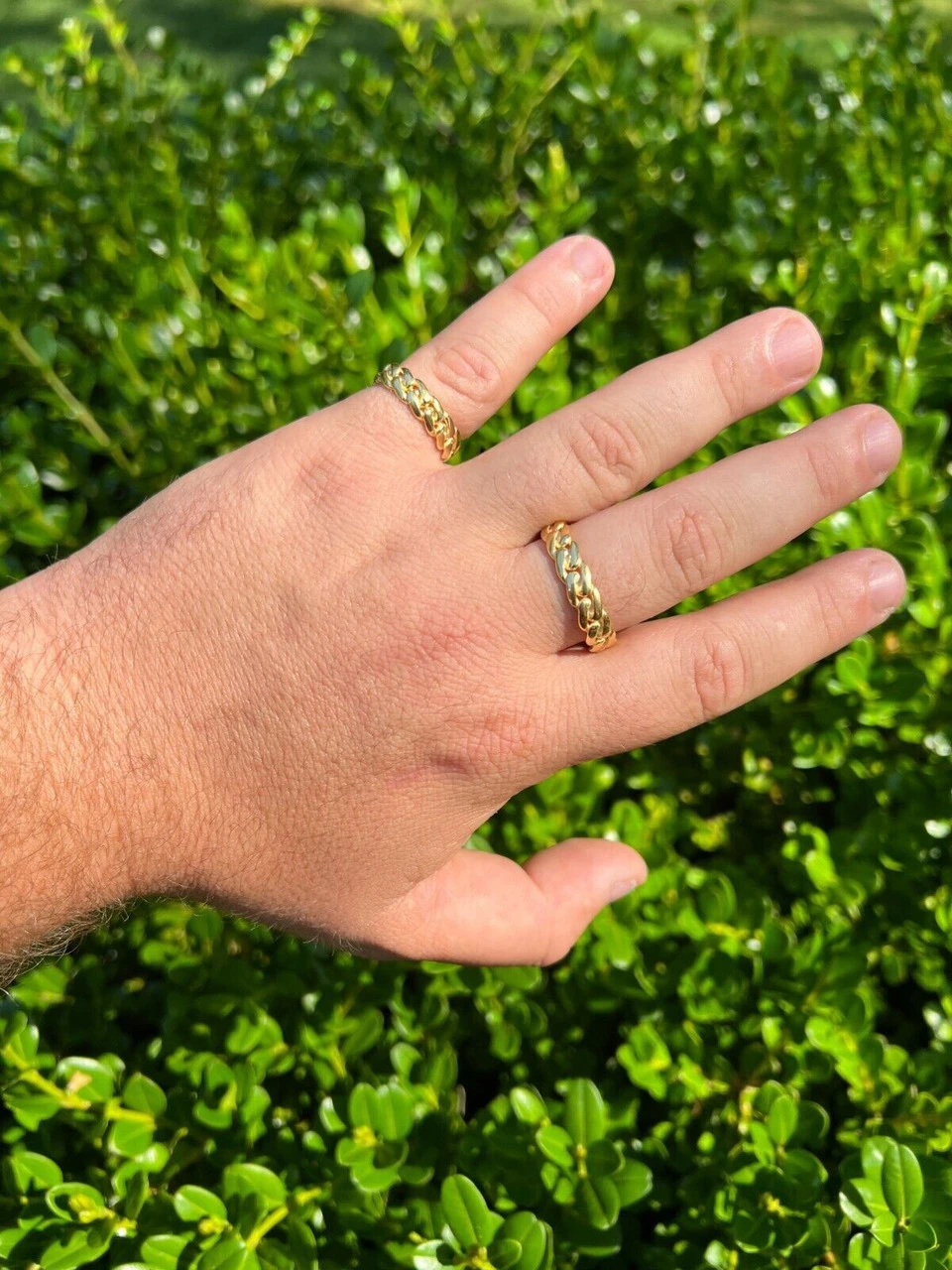 6mm Cuban Wedding Band Ring - 14k Gold Plated 925 Sterling Silver - Mens Ladies 5 6mm Cuban Wedding Band Ring - 14k Gold Plated 925 Sterling Silver - Mens Ladies - Image 3