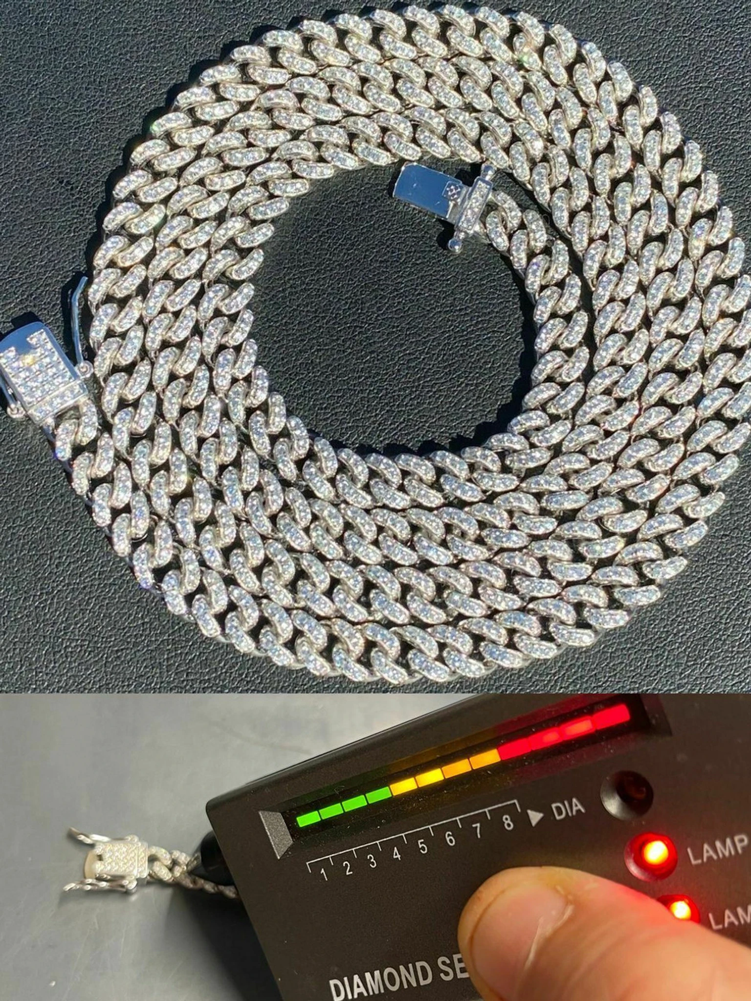 6mm Miami Cuban Iced Solid Silver Chain Necklace 16"-30" MOISSANITE Mens Ladies 3 6mm Miami Cuban Iced Solid Silver Chain Necklace 16"-30" MOISSANITE Mens Ladies