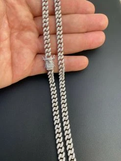 6mm Miami Cuban Iced Solid Silver Chain Necklace 16"-30" MOISSANITE Mens Ladies 15 6mm Miami Cuban Iced Solid Silver Chain Necklace 16"-30" MOISSANITE Mens Ladies -Harlem Bling Shop harlembling 6mm miami cuban iced solid silver chain necklace 16 30 moissanite mens ladies 82062.1664382421